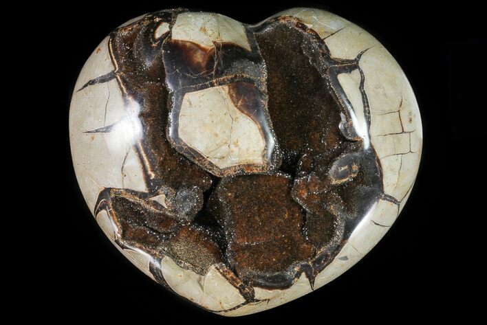 Polished Septarian Heart With Crystal Pockets #81349